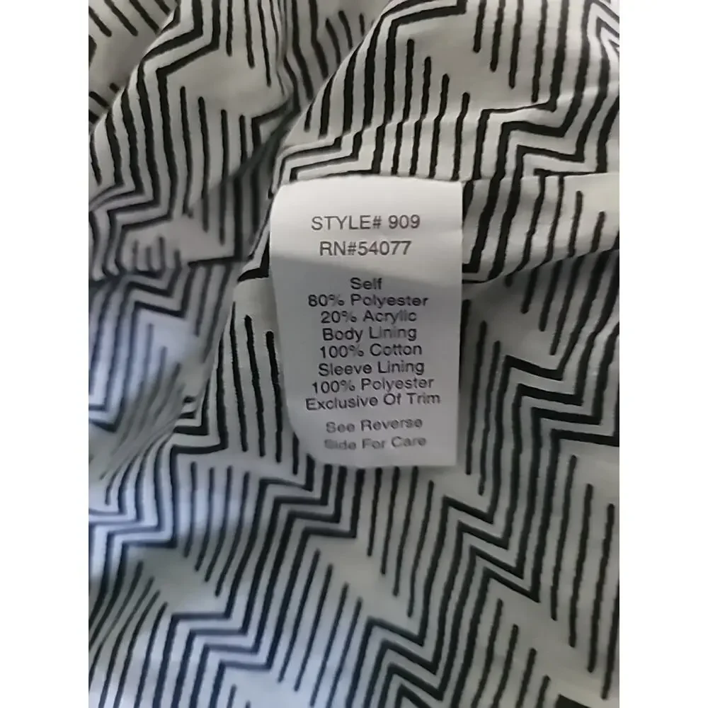 Carol Anderson by Invitation Blazer Jacket Sz 10 Black White Plaid Tweed Fringe - Picture 12 of 16